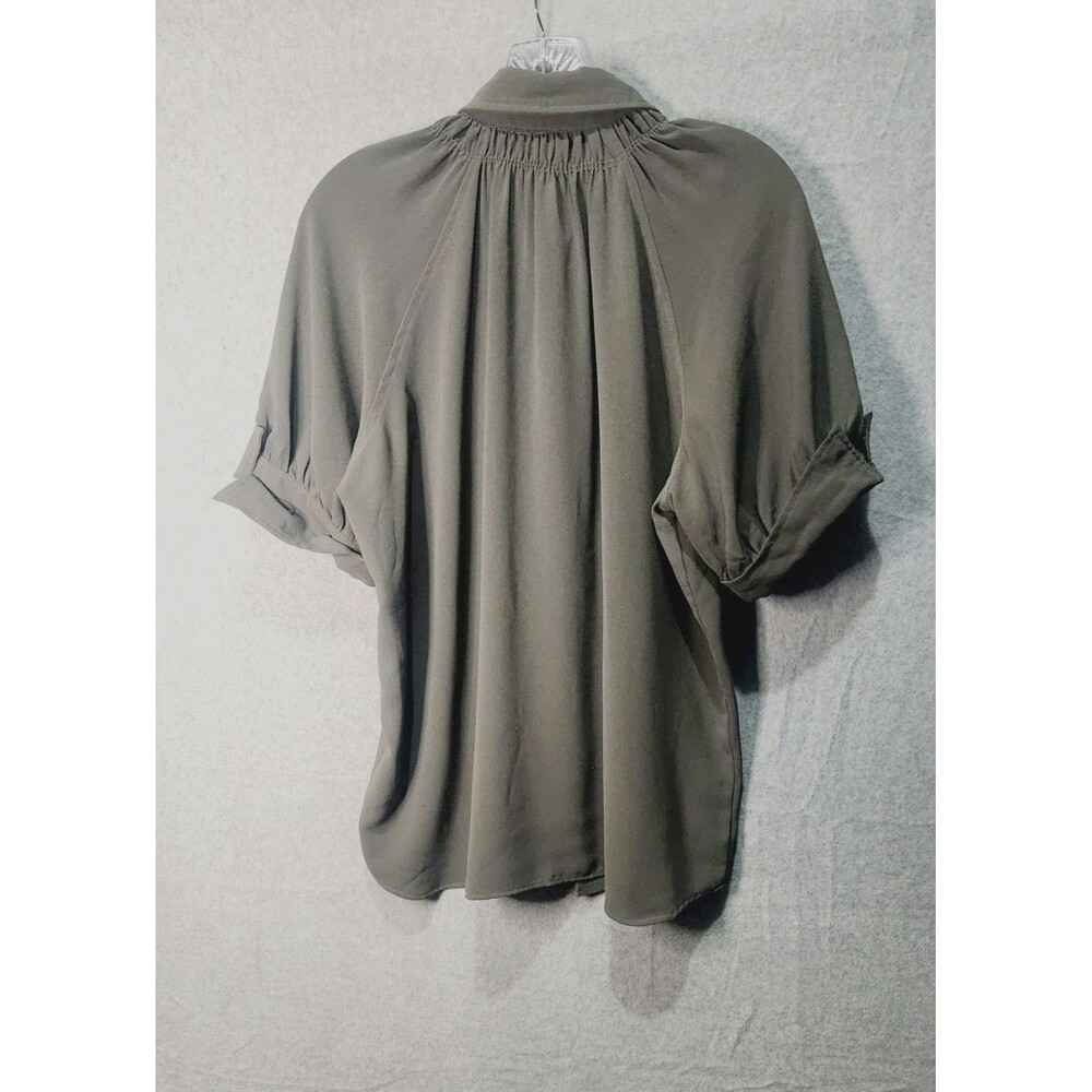 Max Studio Gray Button Up Collared Blouse Size La… - image 2